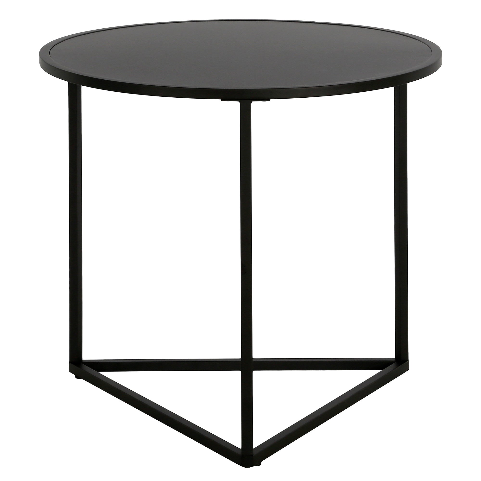 22" Black Steel Round End Table-4