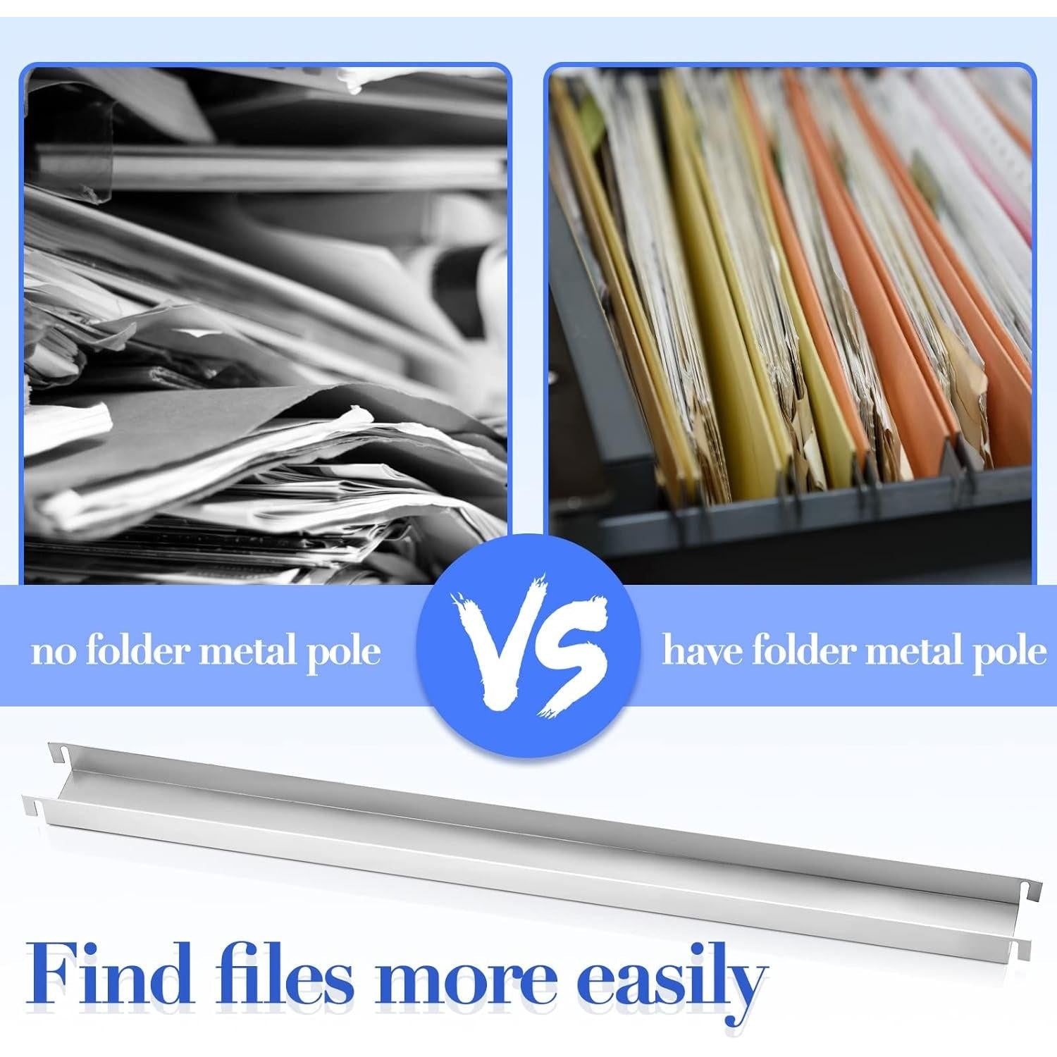 Stainless Steel Hanging File Rails 15.76 Inch Cabinets