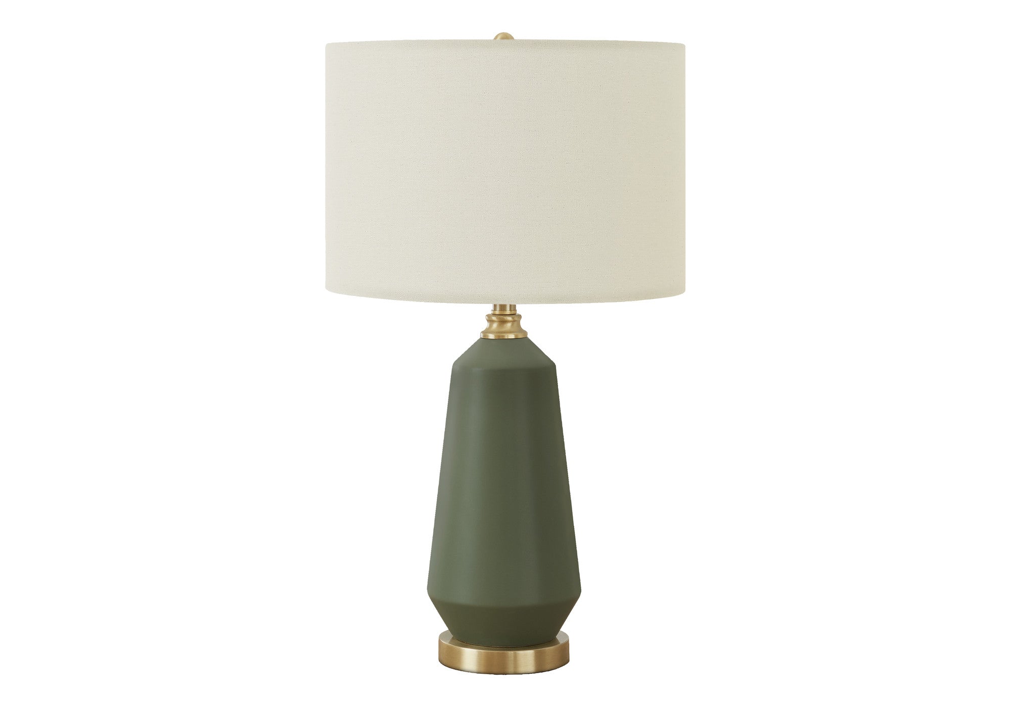 26" Green Ceramic Geometric Table Lamp With Ivory Drum Shade-0