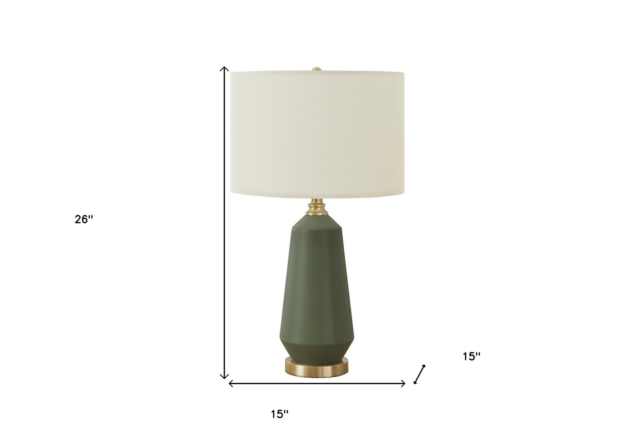 26" Green Ceramic Geometric Table Lamp With Ivory Drum Shade-8