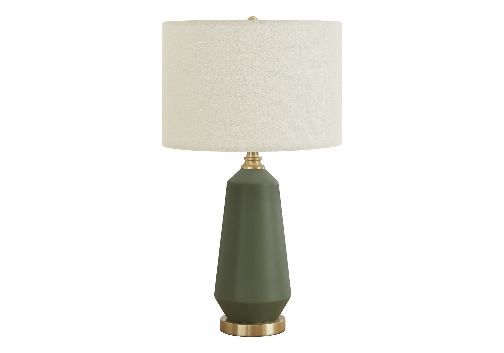 26" Green Ceramic Geometric Table Lamp With Ivory Drum Shade-5