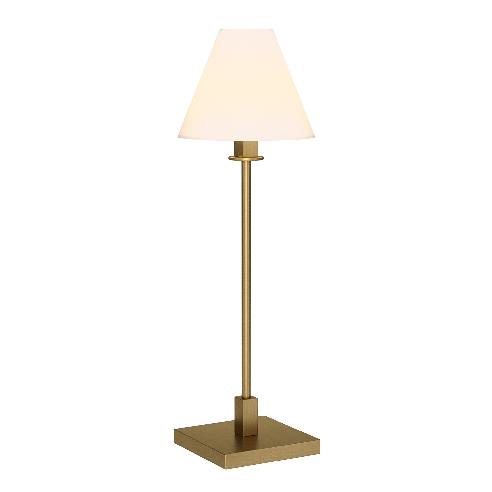 28" Brass Metal Candlestick Table Lamp With White Cone Shade-2