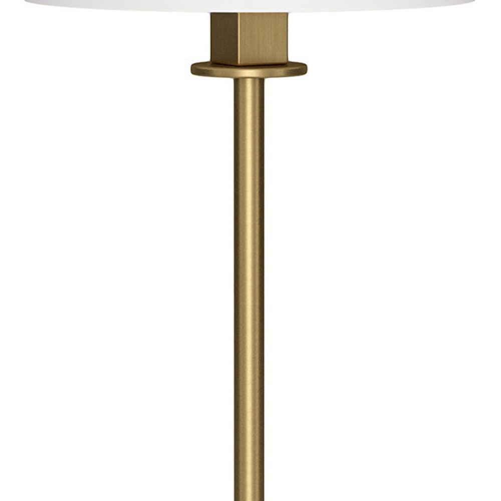 28" Brass Metal Candlestick Table Lamp With White Cone Shade-4