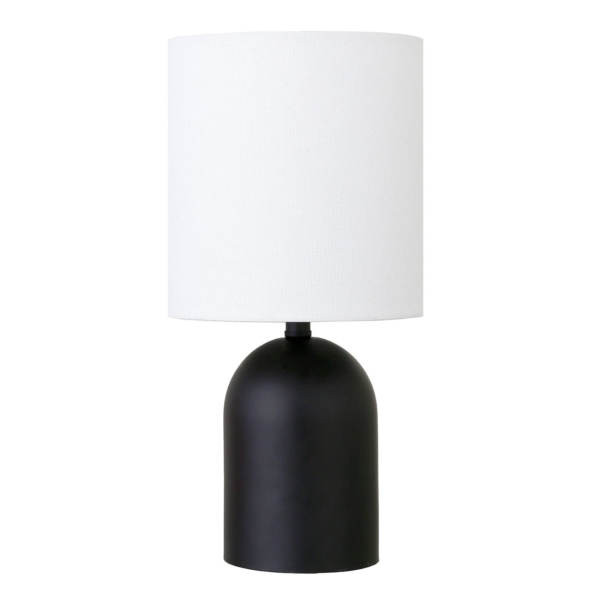 13" Black Metal Cylinder Table Lamp With White Drum Shade-0