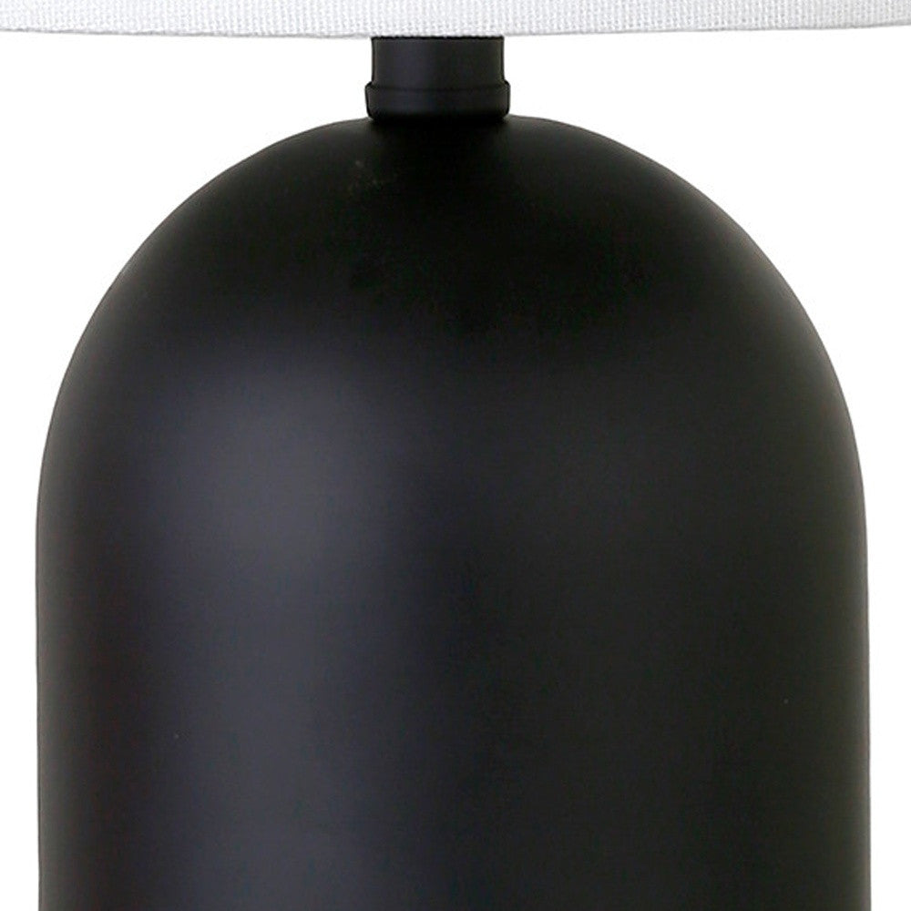 13" Black Metal Cylinder Table Lamp With White Drum Shade-4