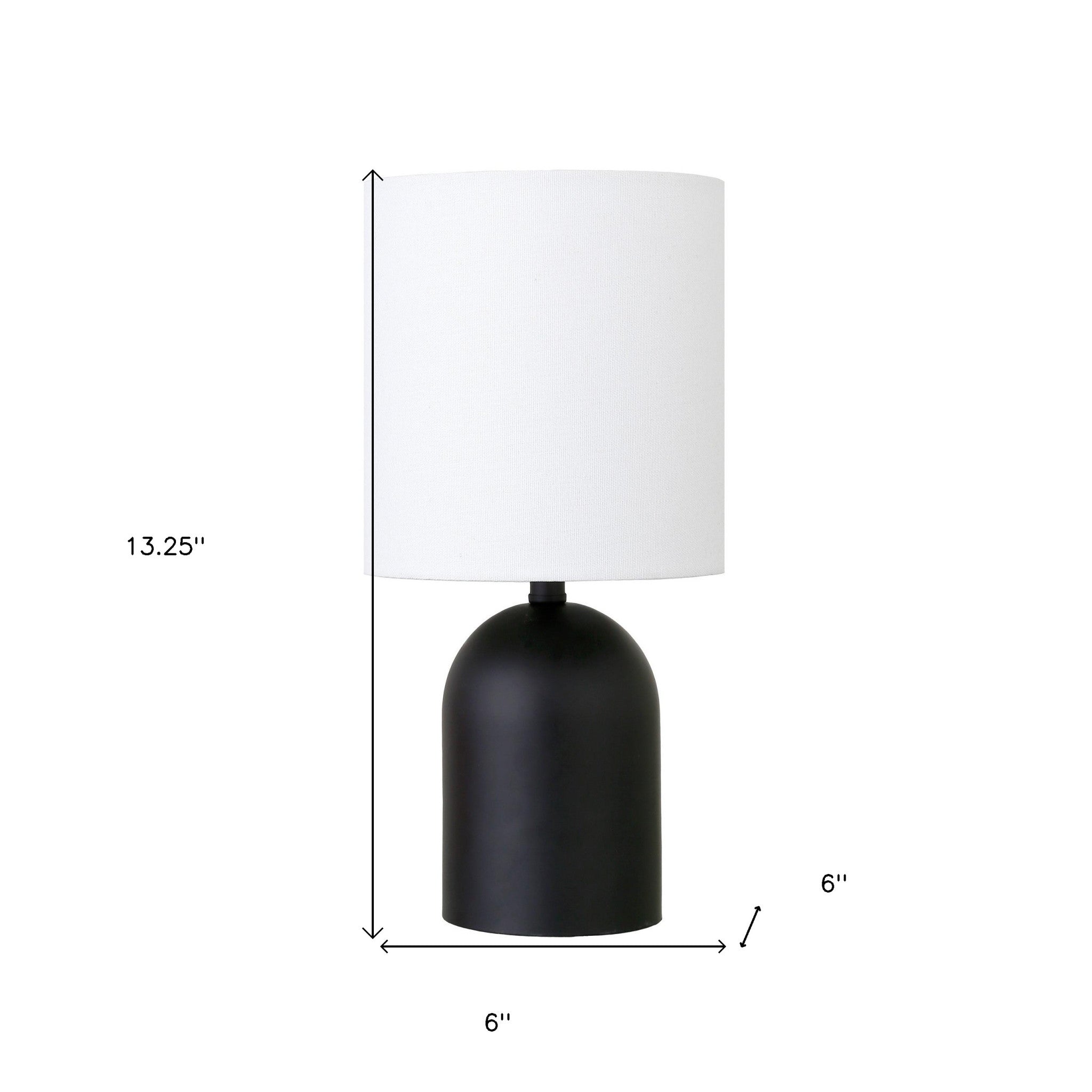 13" Black Metal Cylinder Table Lamp With White Drum Shade-8