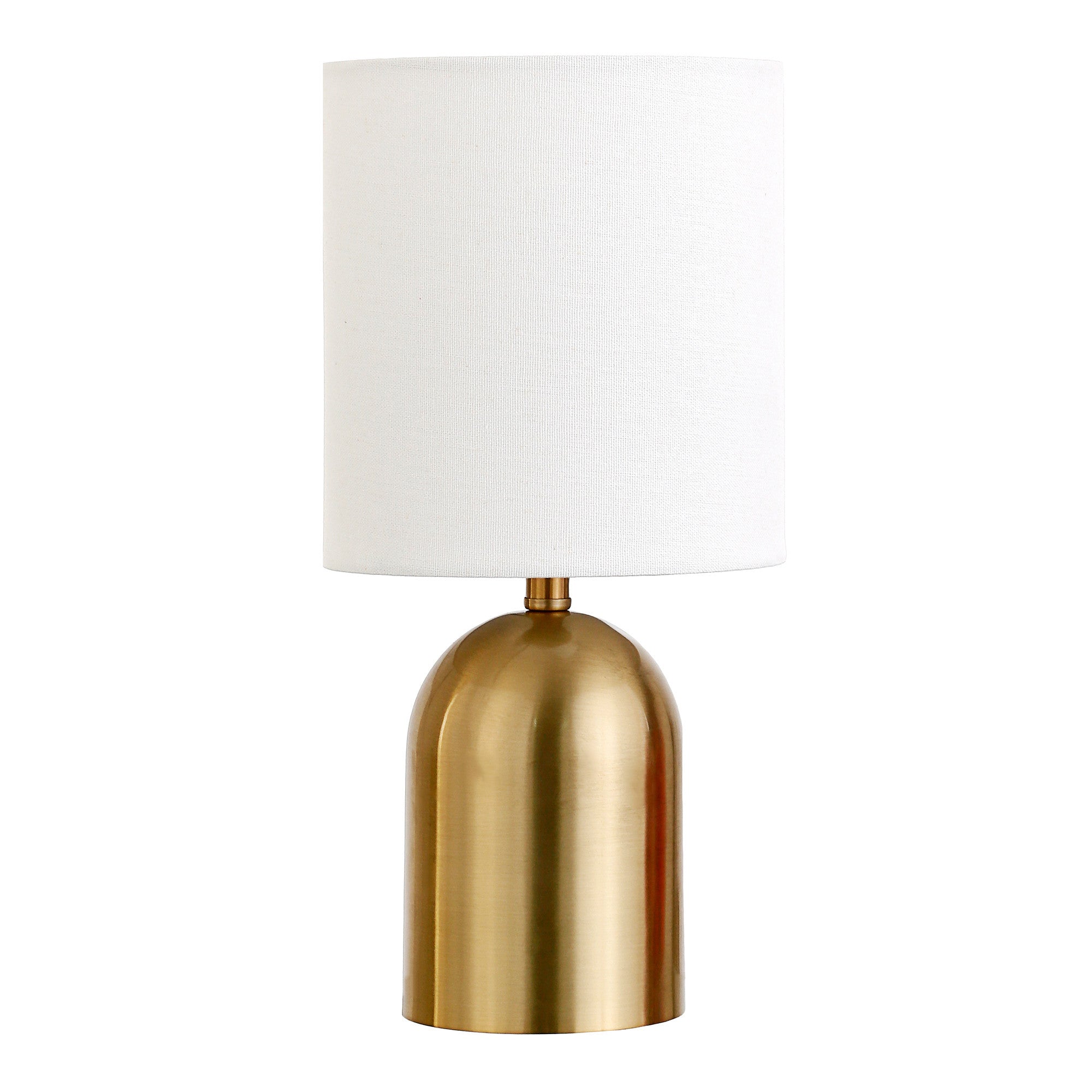 13" Gold Metal Cylinder Table Lamp With White Drum Shade-5