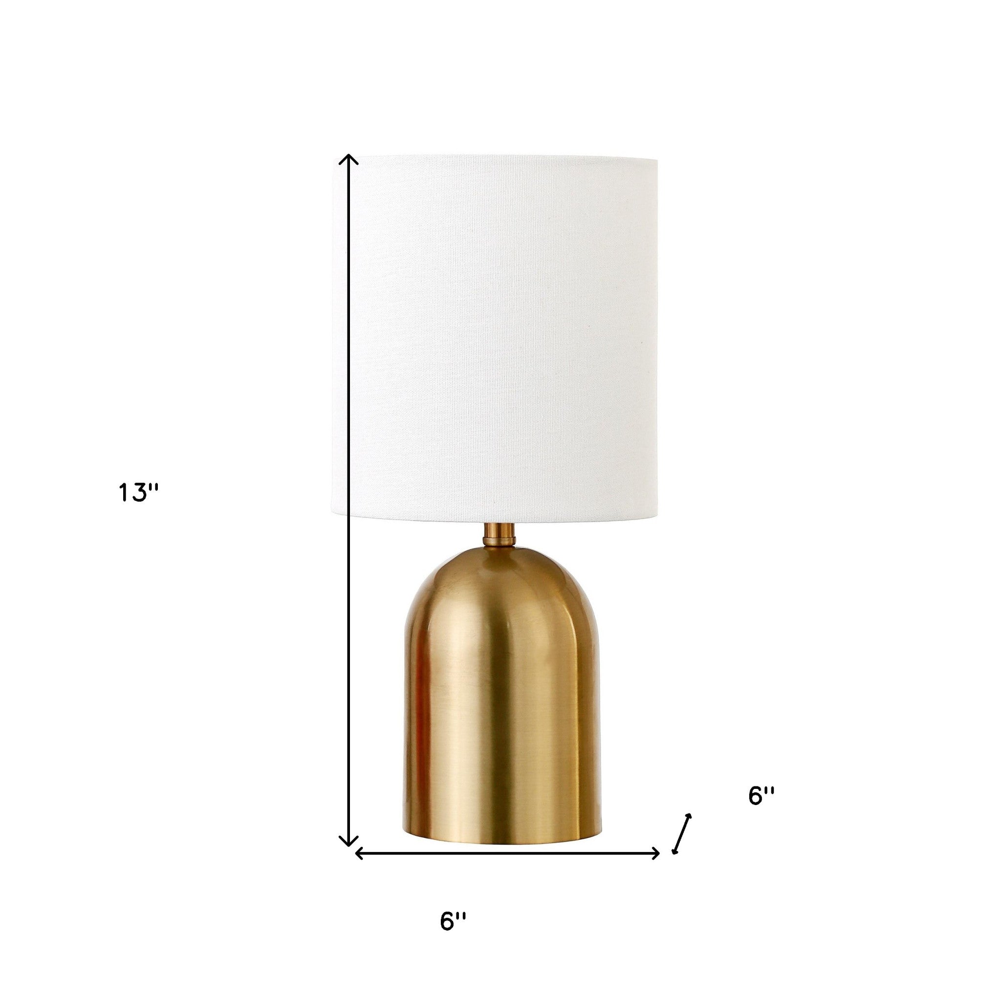 13" Gold Metal Cylinder Table Lamp With White Drum Shade-8