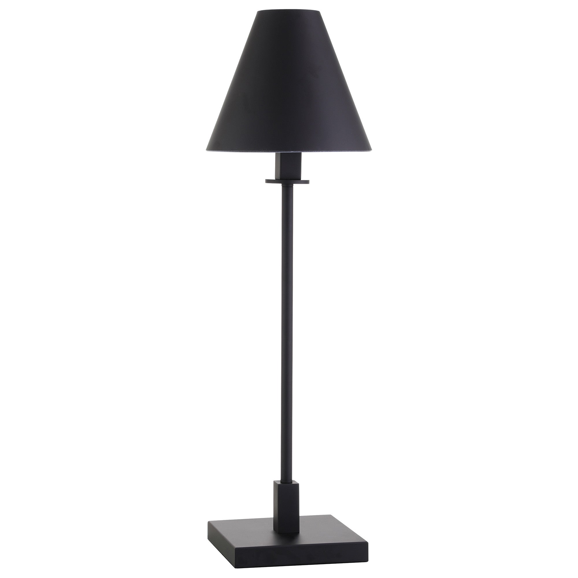 28" Black Metal Candlestick Table Lamp With Black Cone Shade-0