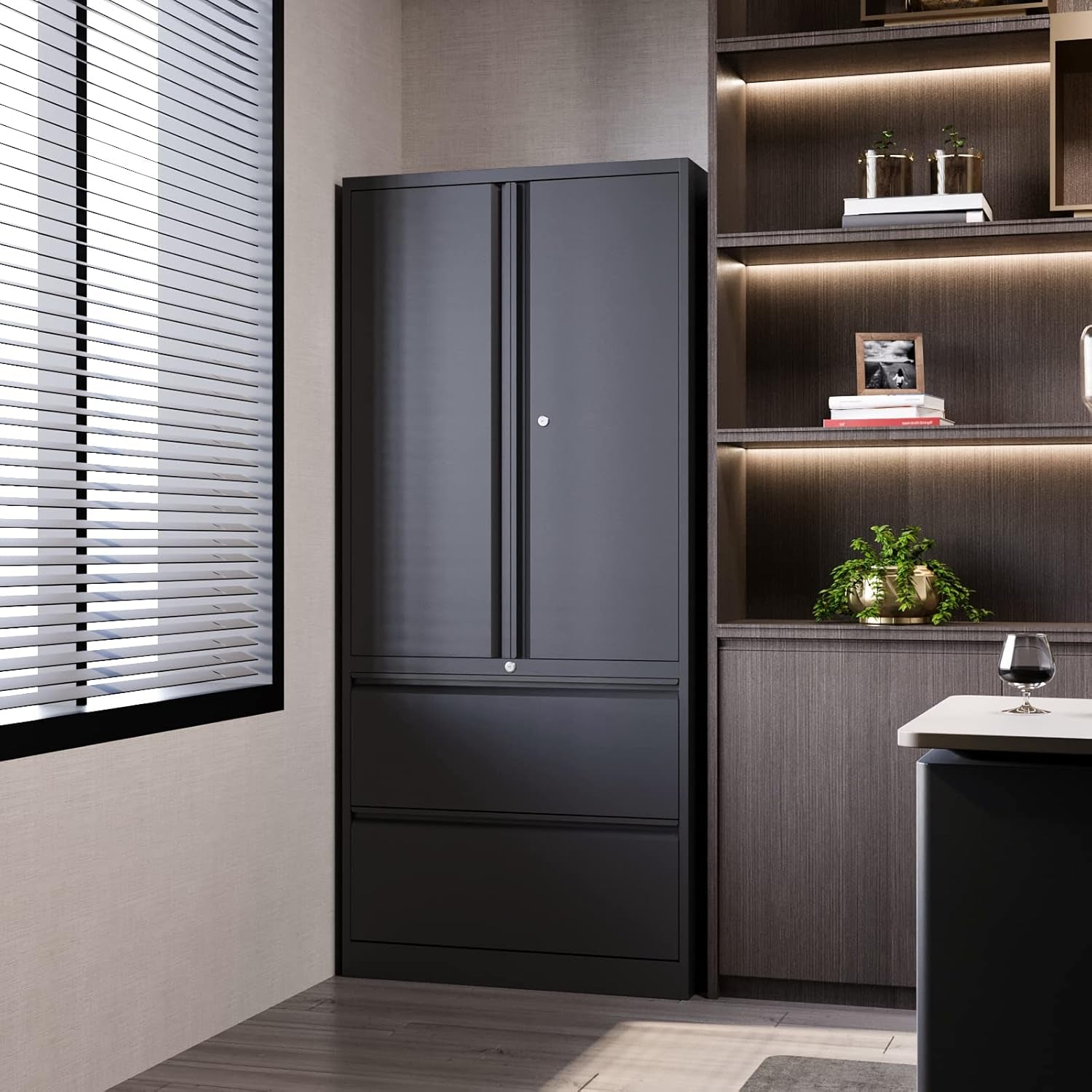 Locking Metal Lateral File Cabinet With Adjustable Shelves And Locks