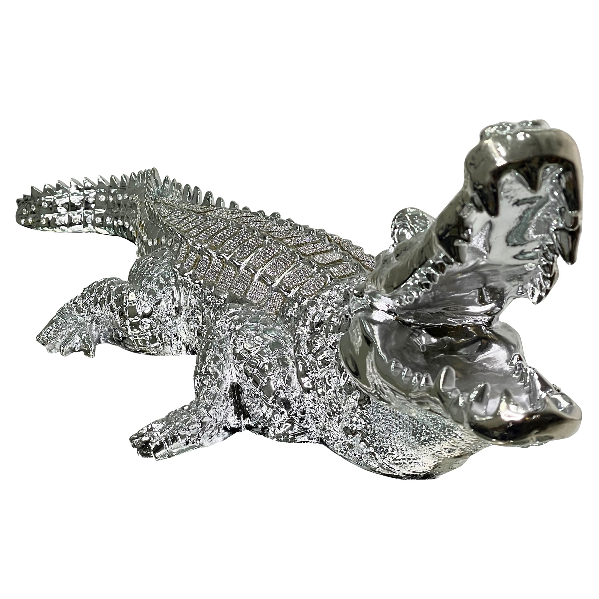 Ambrose Diamond Encrusted Chrome Plated Crocodile-1