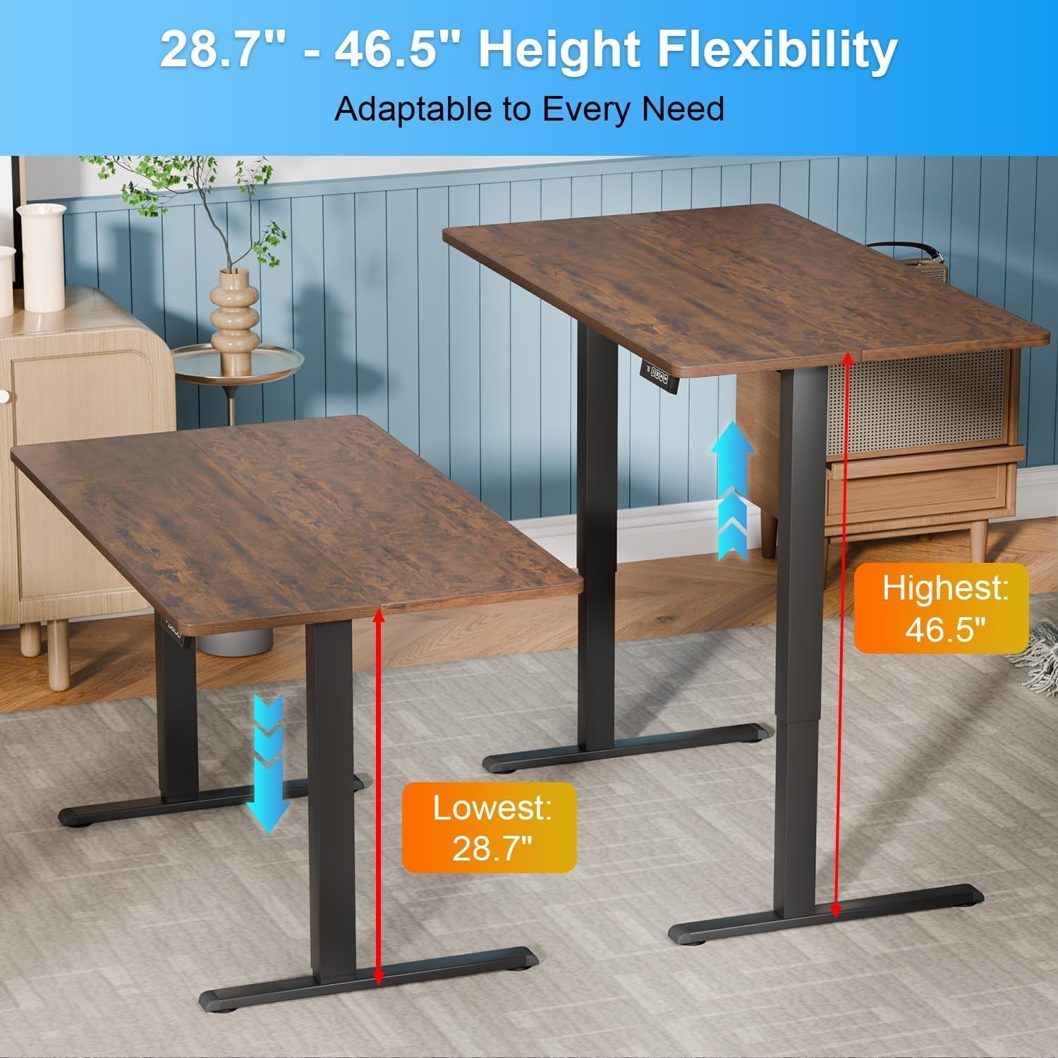55 Inch Electric Height Adjustable Gaming Desk Brown