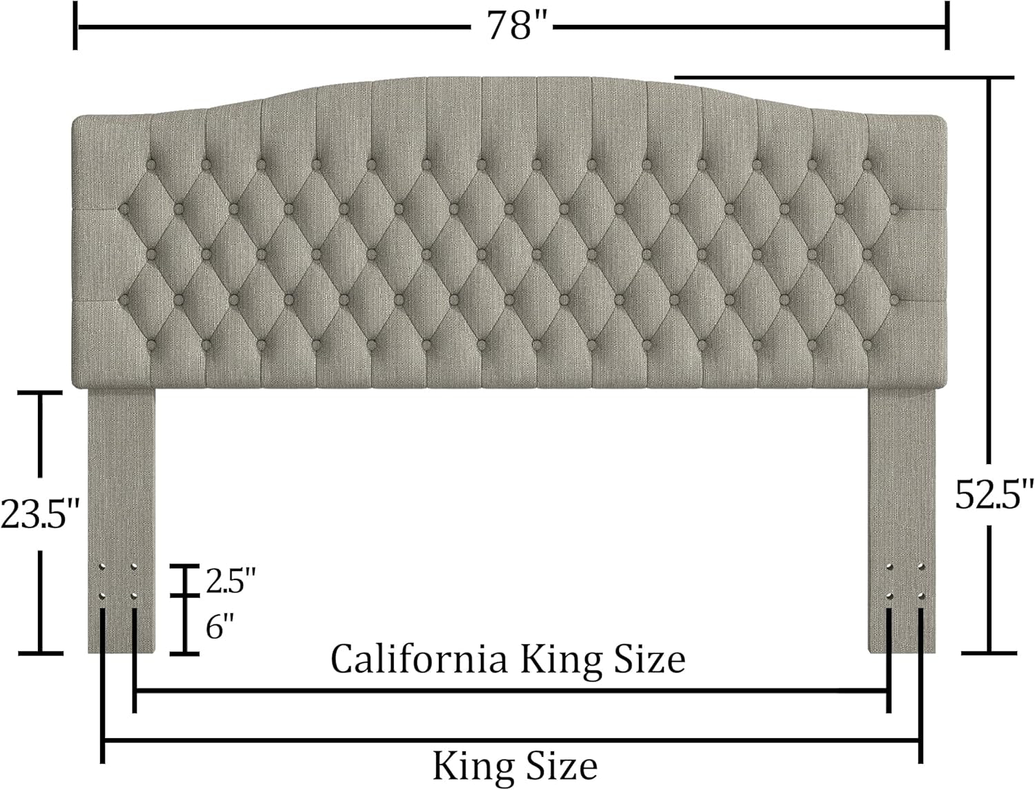 Upholstered King Headboard with Tufted Design and Legs