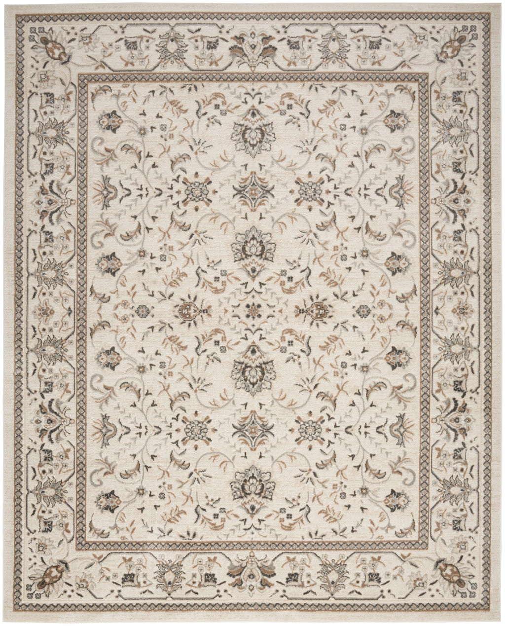 5' X 7' Cream Floral Distressed Area Rug-0