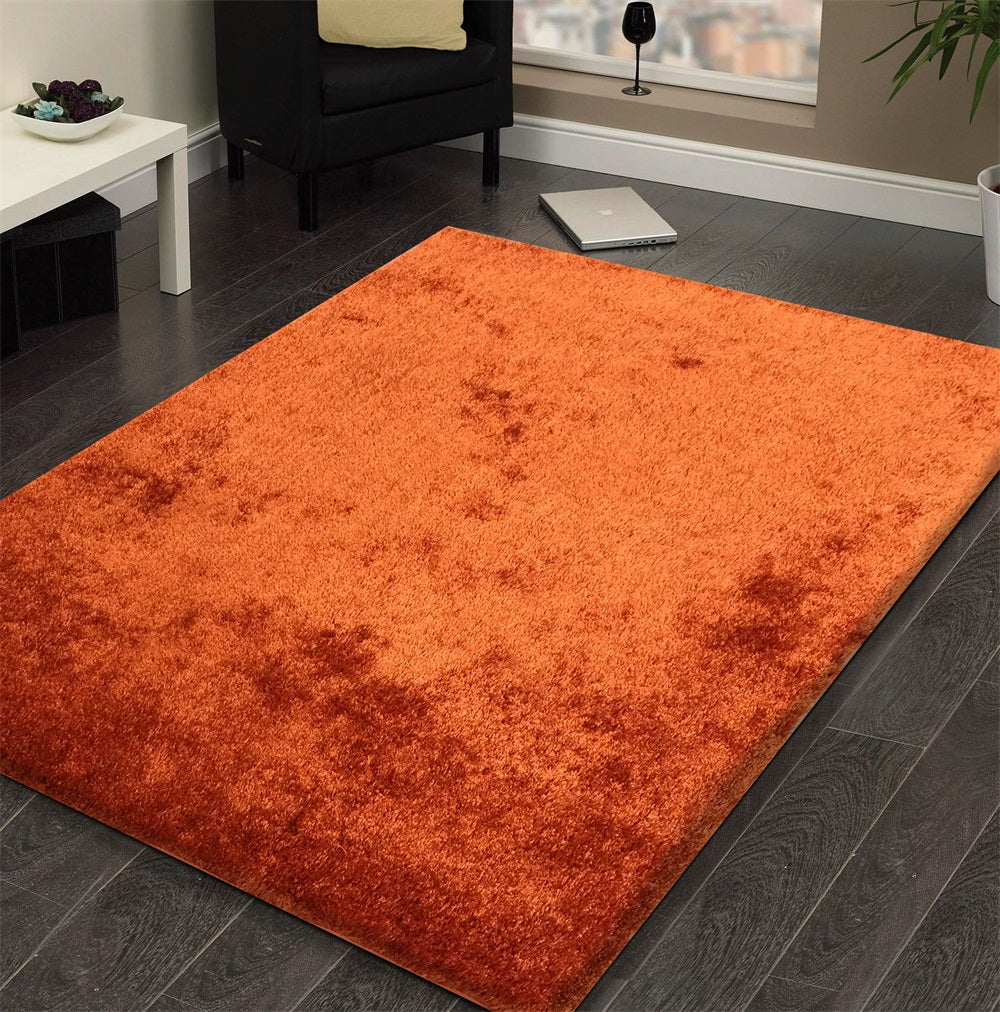 8' X 11' Rust Shag Hand Tufted Area Rug-2