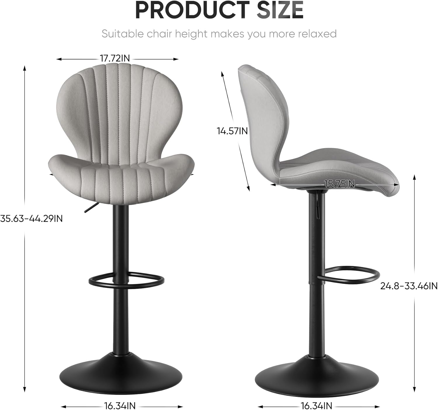 Light Grey Swivel Bar Stools Set Of 3 With High Backrest