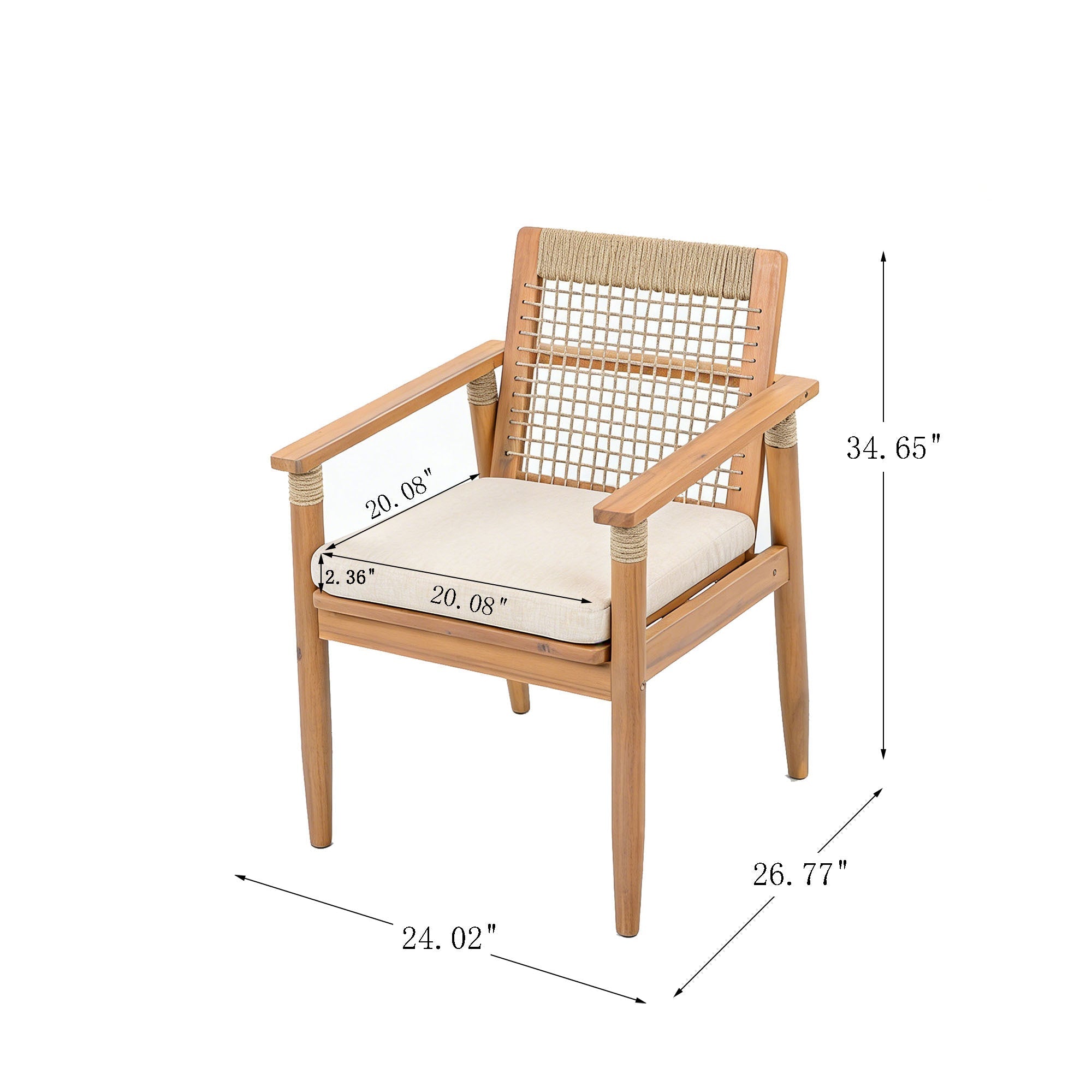 7 Pieces Acacia Wood Outdoor Dining Set with Cushions