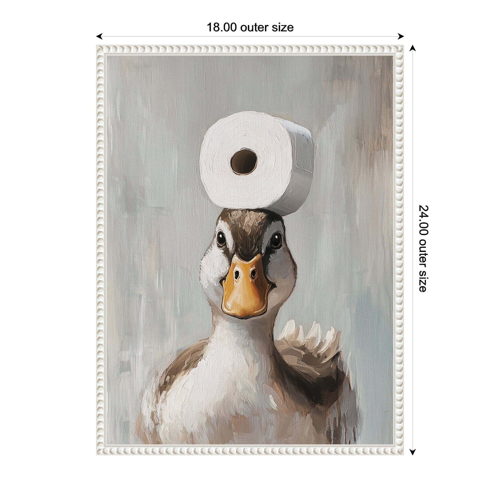 Sylvie Toilet Paper Roll on Ducks Head Bathroom Art Framed Canvas by The Creative Bunch Studio