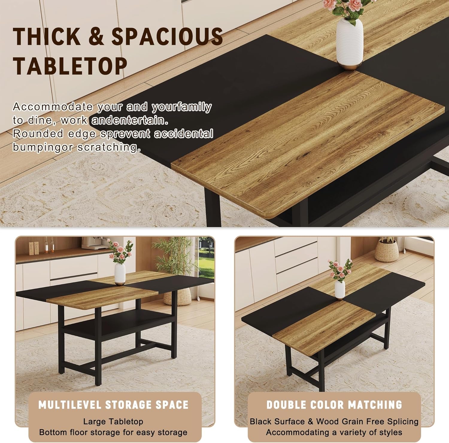 71 Inch Weathered Brown Premium Rustic Dining Table Set