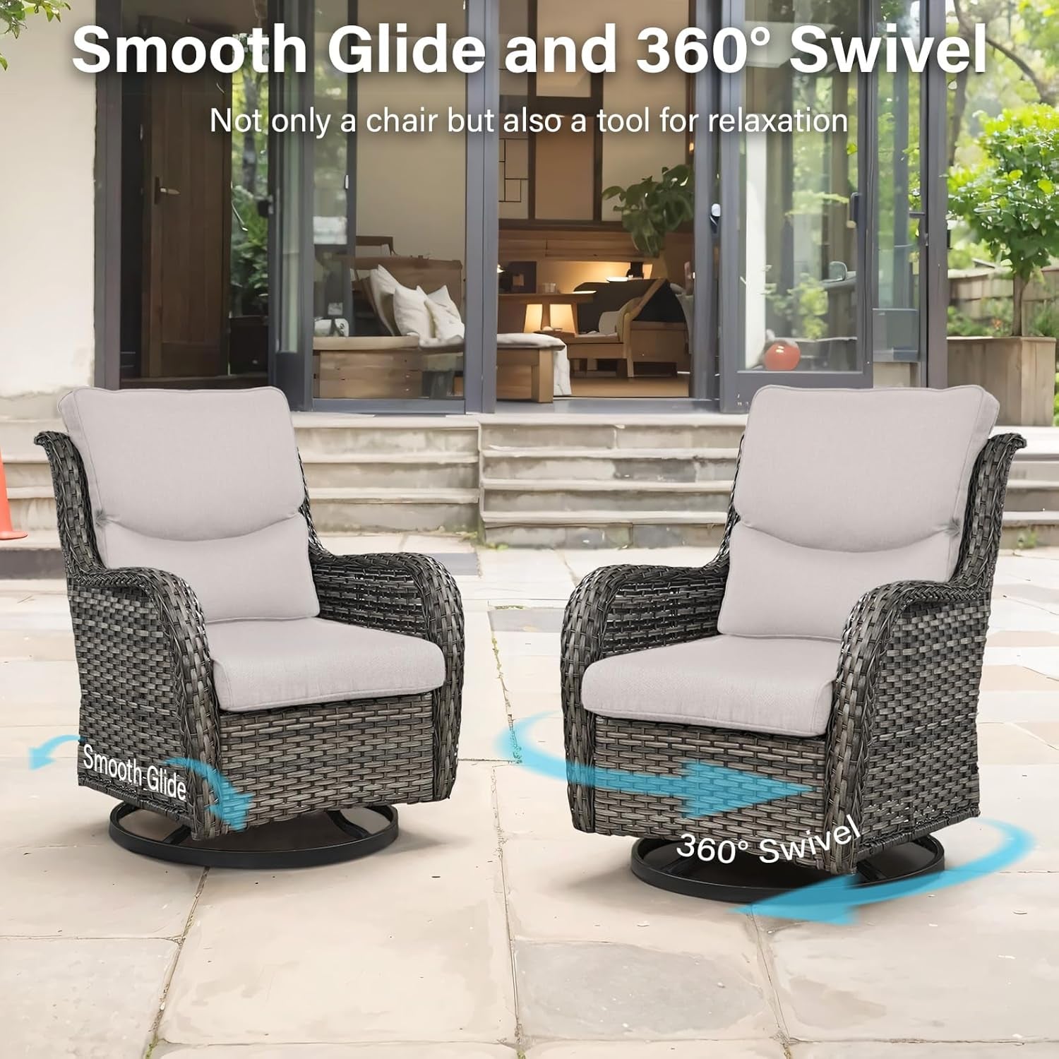 Swivel Rocker Patio Chairs Set with Cozy Coffee Table