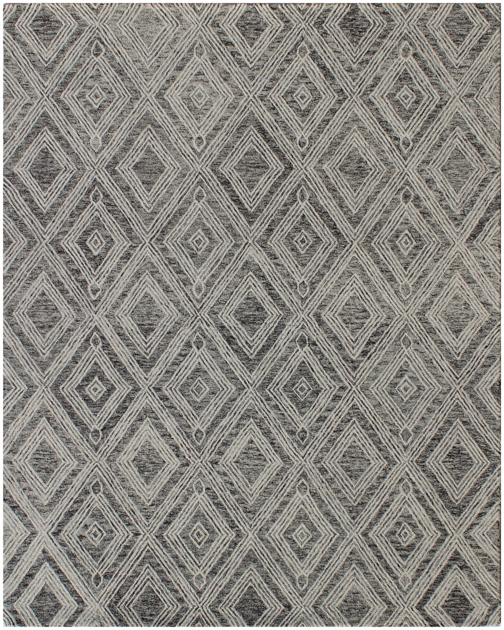 5' X 8' Black and Ivory Wool Abstract Geometric Hand Tufted Non Skid Area Rug-1