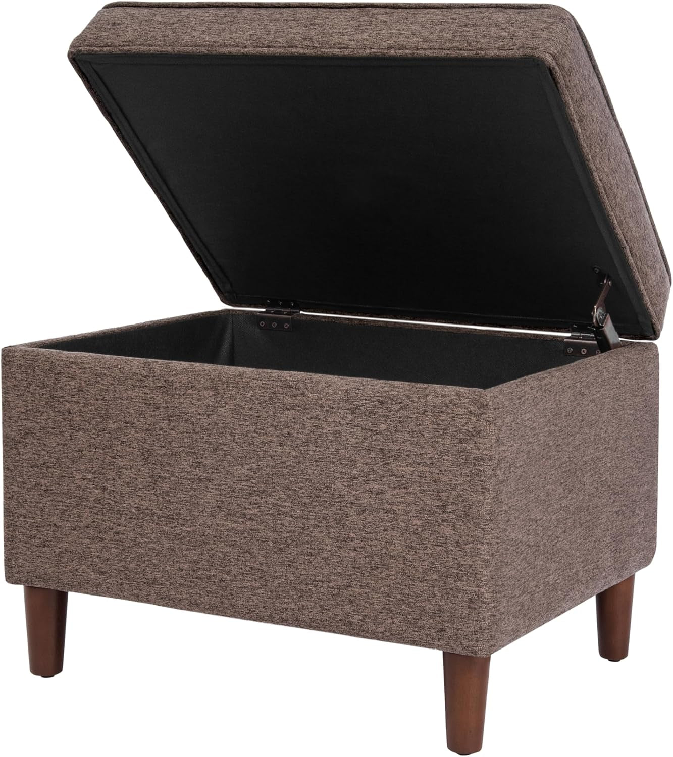 Chocolate Brownstone Storage Ottoman With Hinged Lid