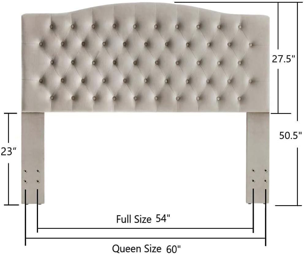 Elegant Velvet Tufted Queen Headboard for Ultimate Comfort