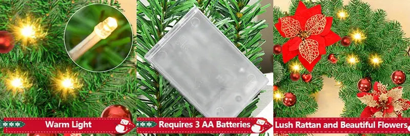 Enchanted Glow: Battery-Powered Artificial Christmas Garland Lights-2
