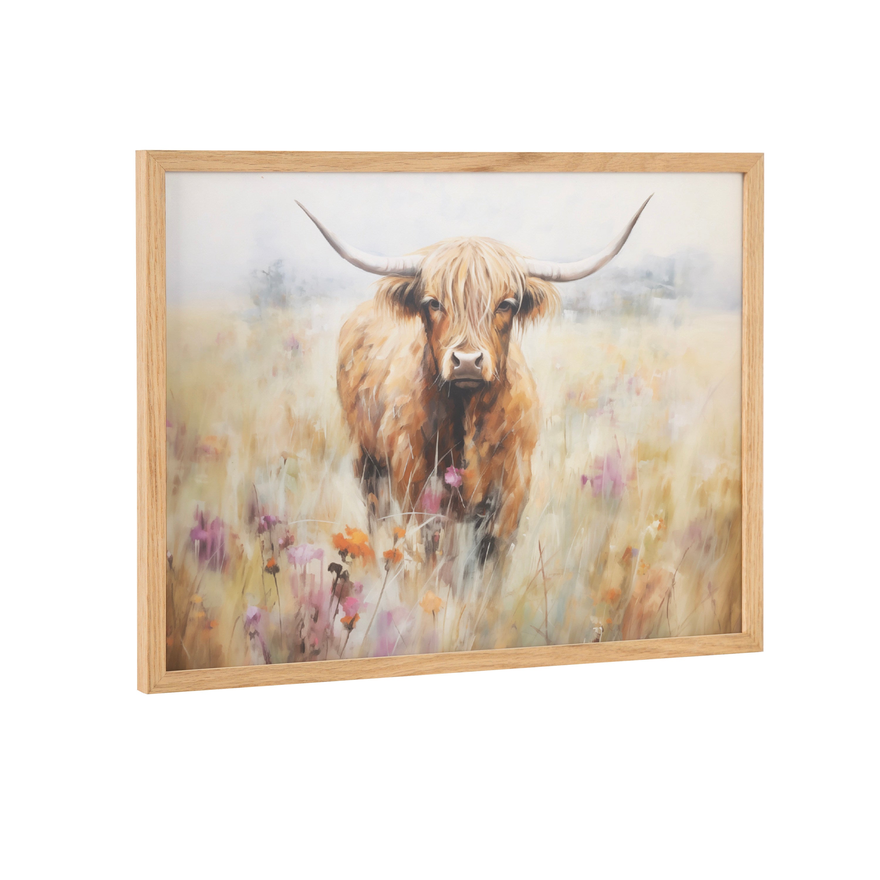 Gallery Highland Cow in a Flower Field Landscape Print by The Creative Bunch Studio