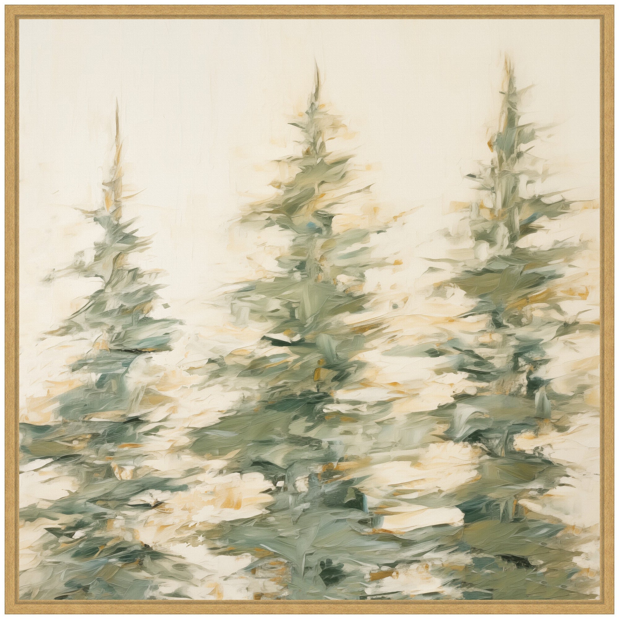 Sylvie Evergreen Trees Abstract Framed Canvas by The Creative Bunch Studio