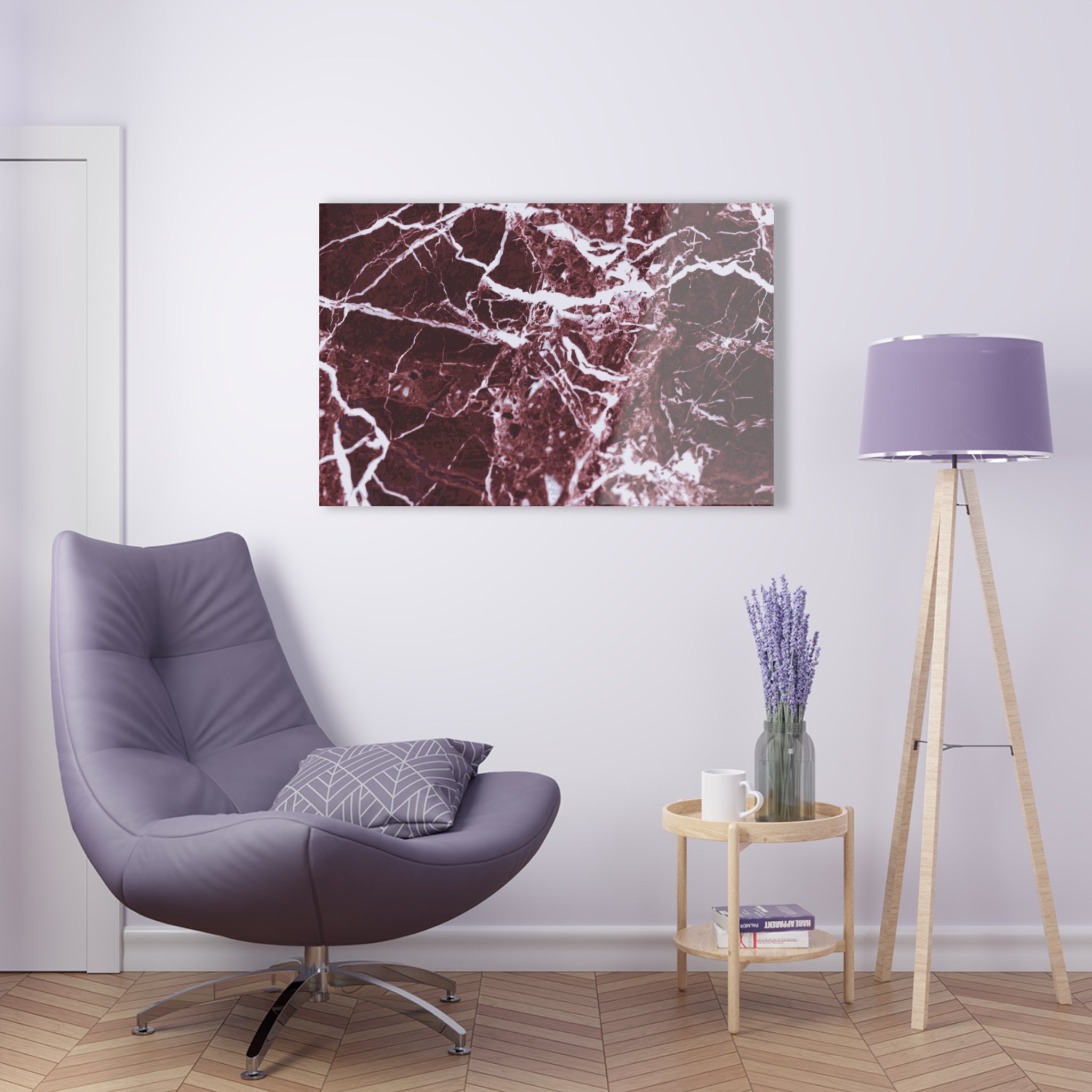 Burgundy glass wall art, modern large print