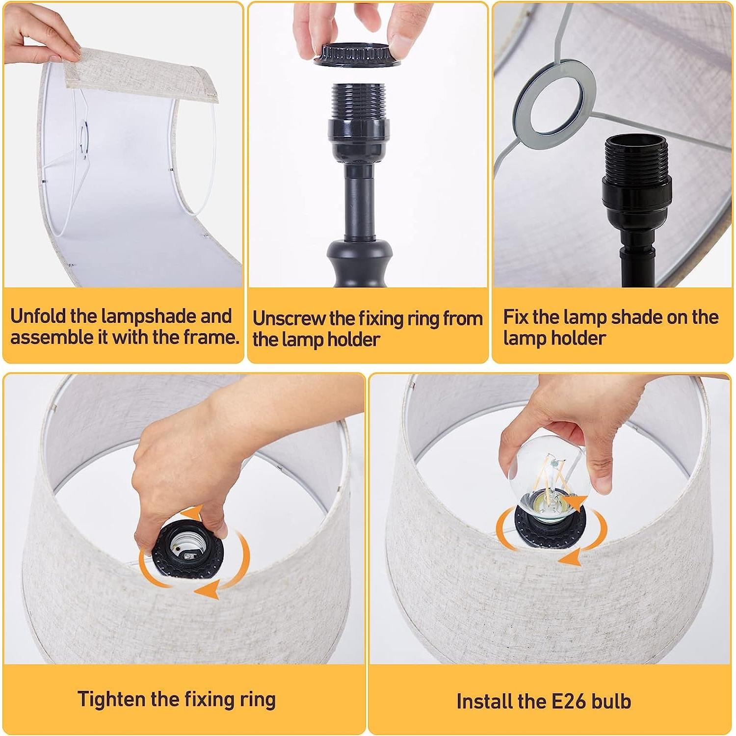 Bedside Table Lamps Set Of 2 With USB Ports And Dimmable