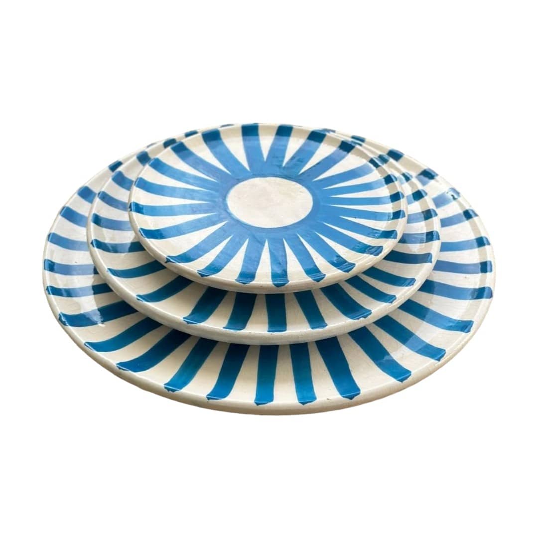 Turquoise Blue Sun Plate Set - Vibrant Dinnerware for Summer Dining-3