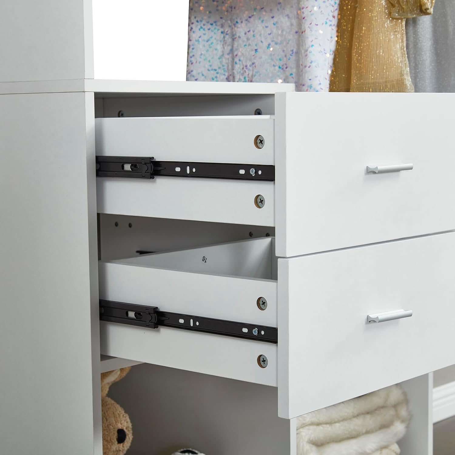 White Closet Organizer System – Walk-In Closet with Hanging Racks, Drawers & Shelves