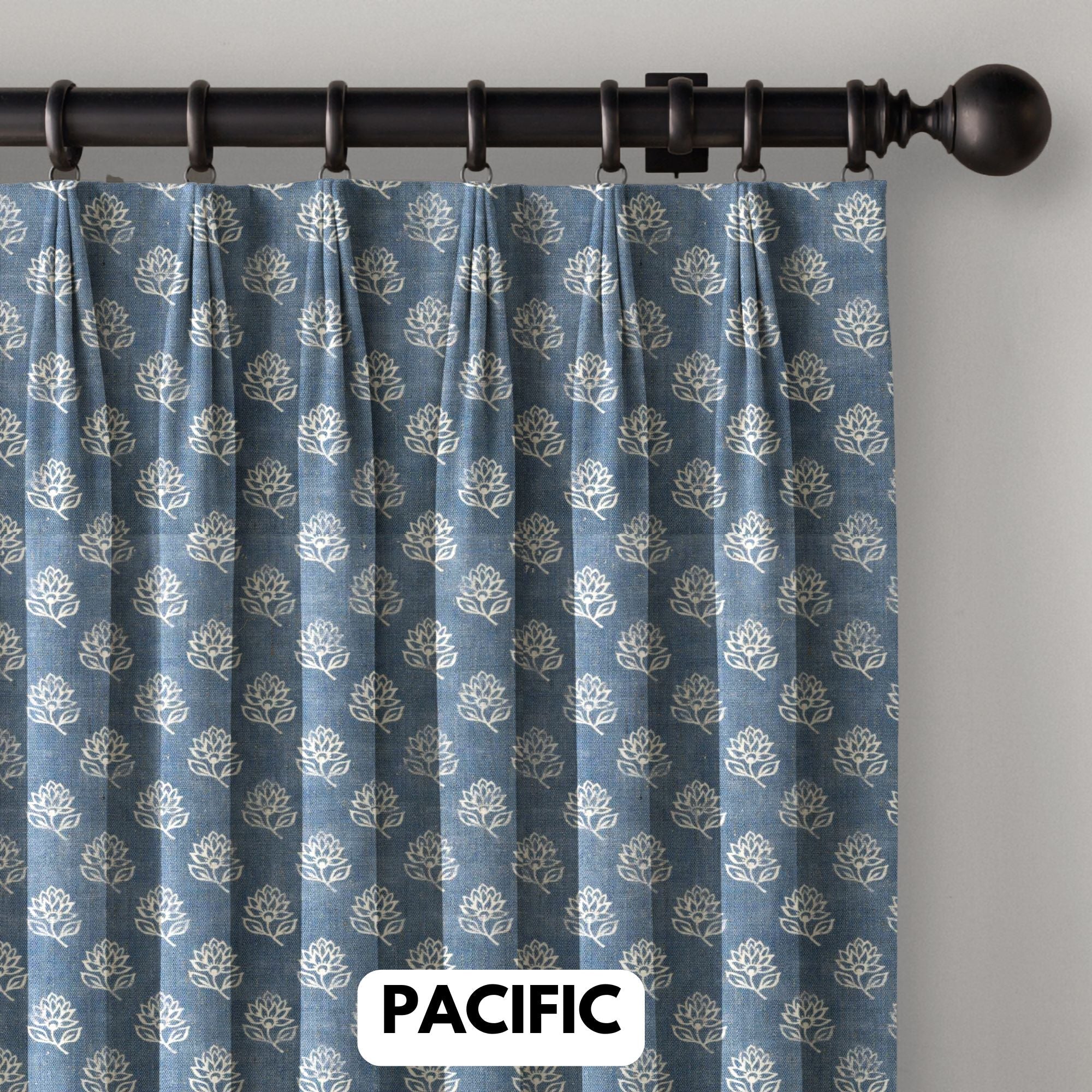 Premium Floral Linen Curtains with Lining | 300gsm Thick Fabric | Blackout/Light Filtering Options |  Euro, French, Pinch Pleats | Made to Measure Sizes | Single/Pair-3