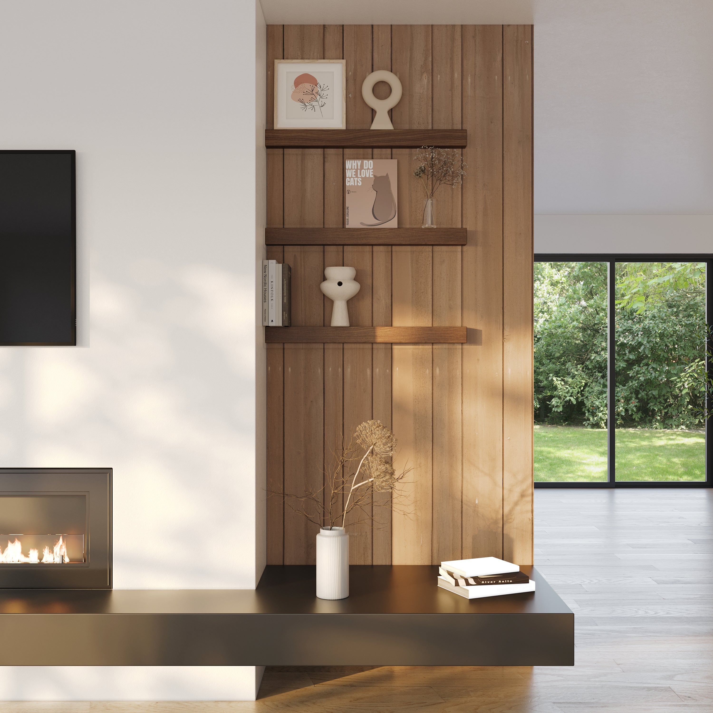 Real Wood Floating Kitchen Shelves