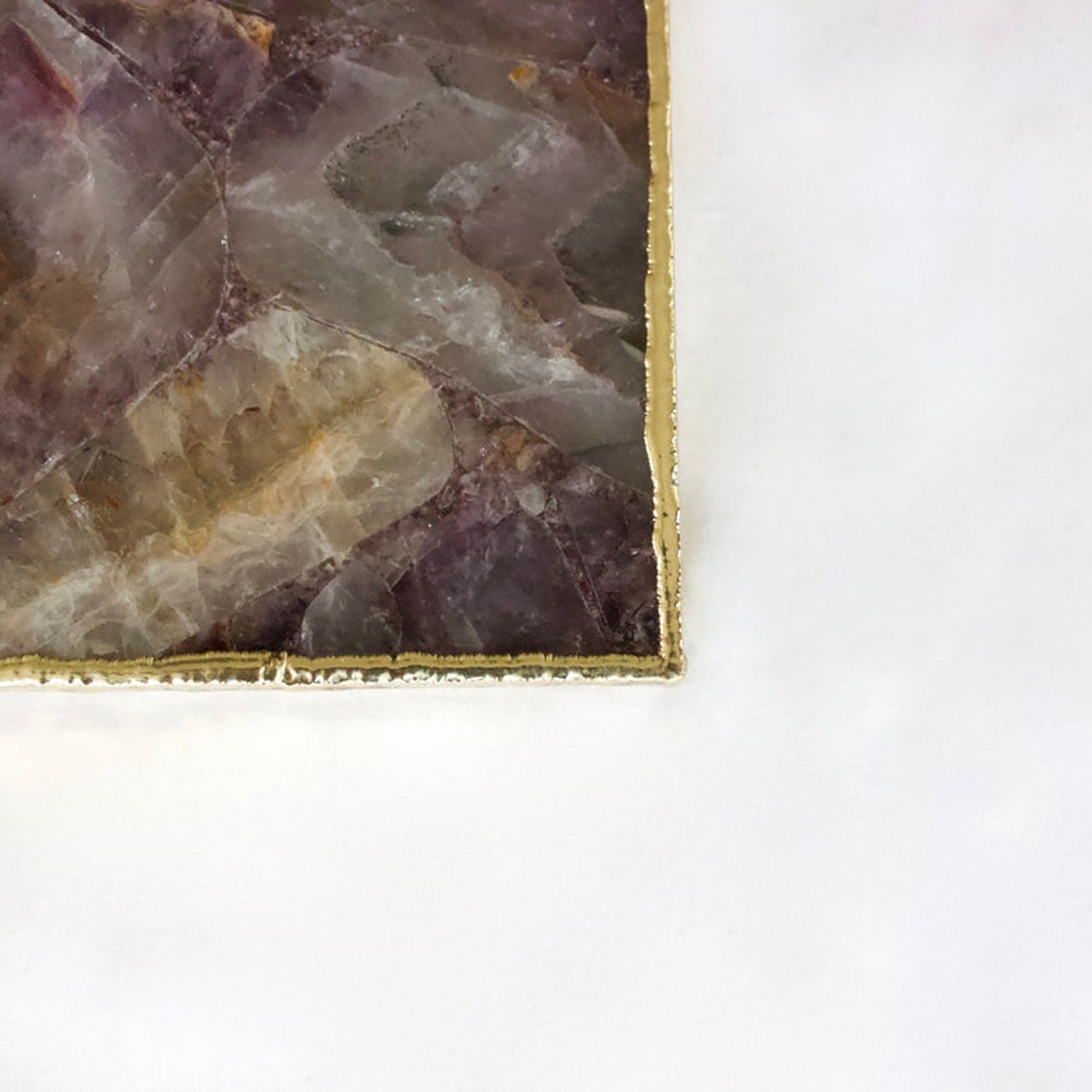 Amethyst Agate Serving Tray With Brass Handles | Square-4