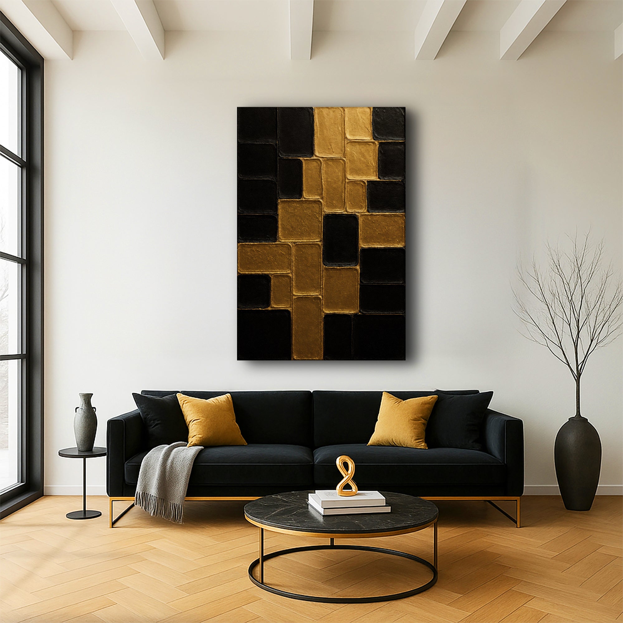 Contemporary Black and Gold Wall Art II