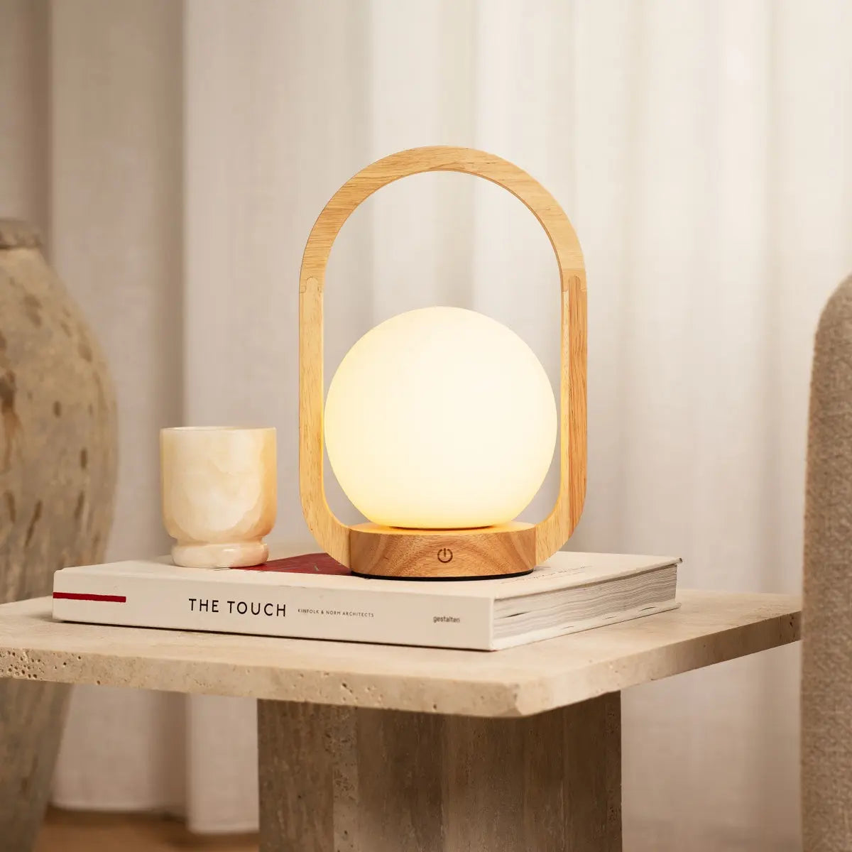 Skye Light Brown Wooden Cordless Lamp | Rechargeable & Dimmable Design-3