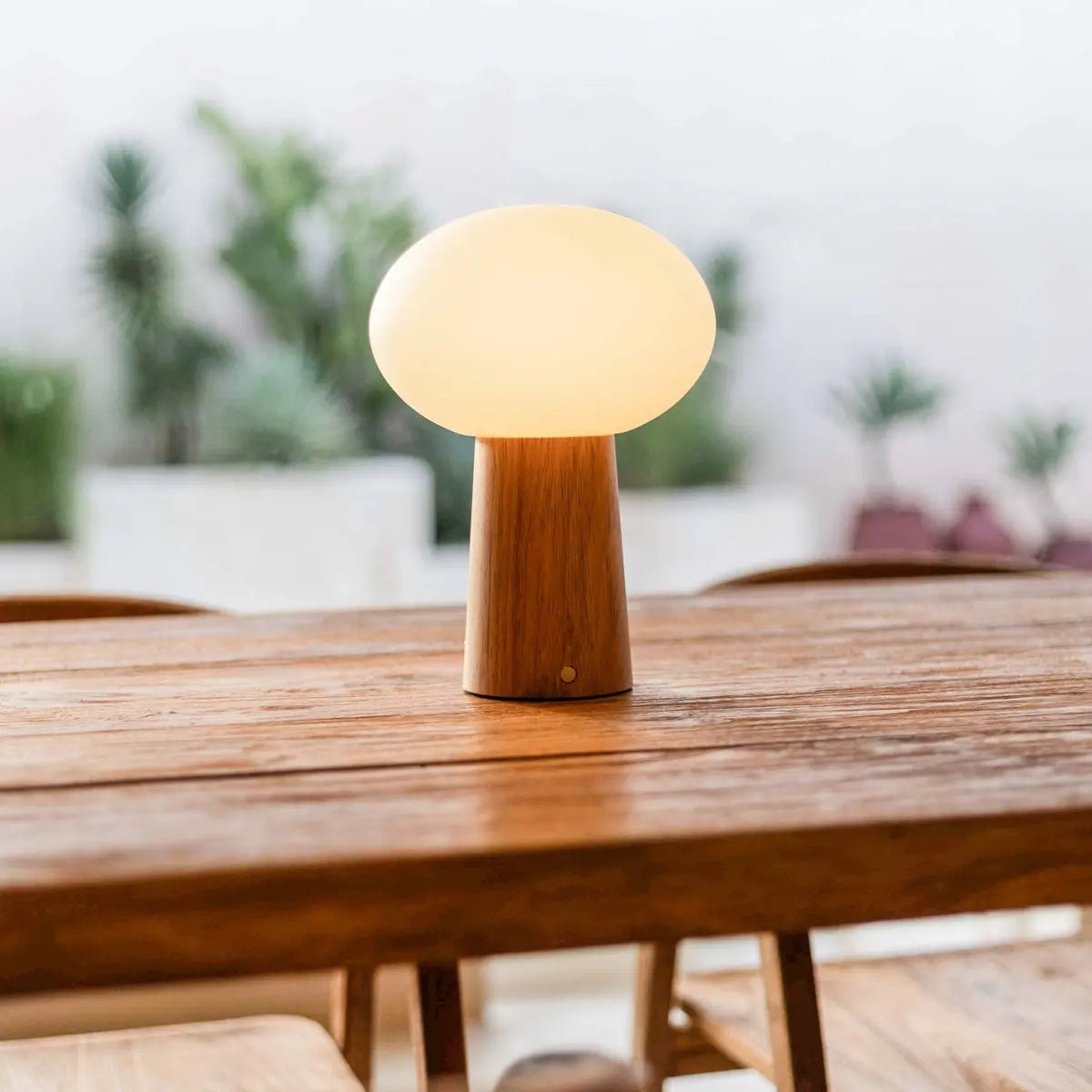 Max Wooden Table Lamp with Glass & Rechargeable Battery | Dimmable & Versatile Lighting-0