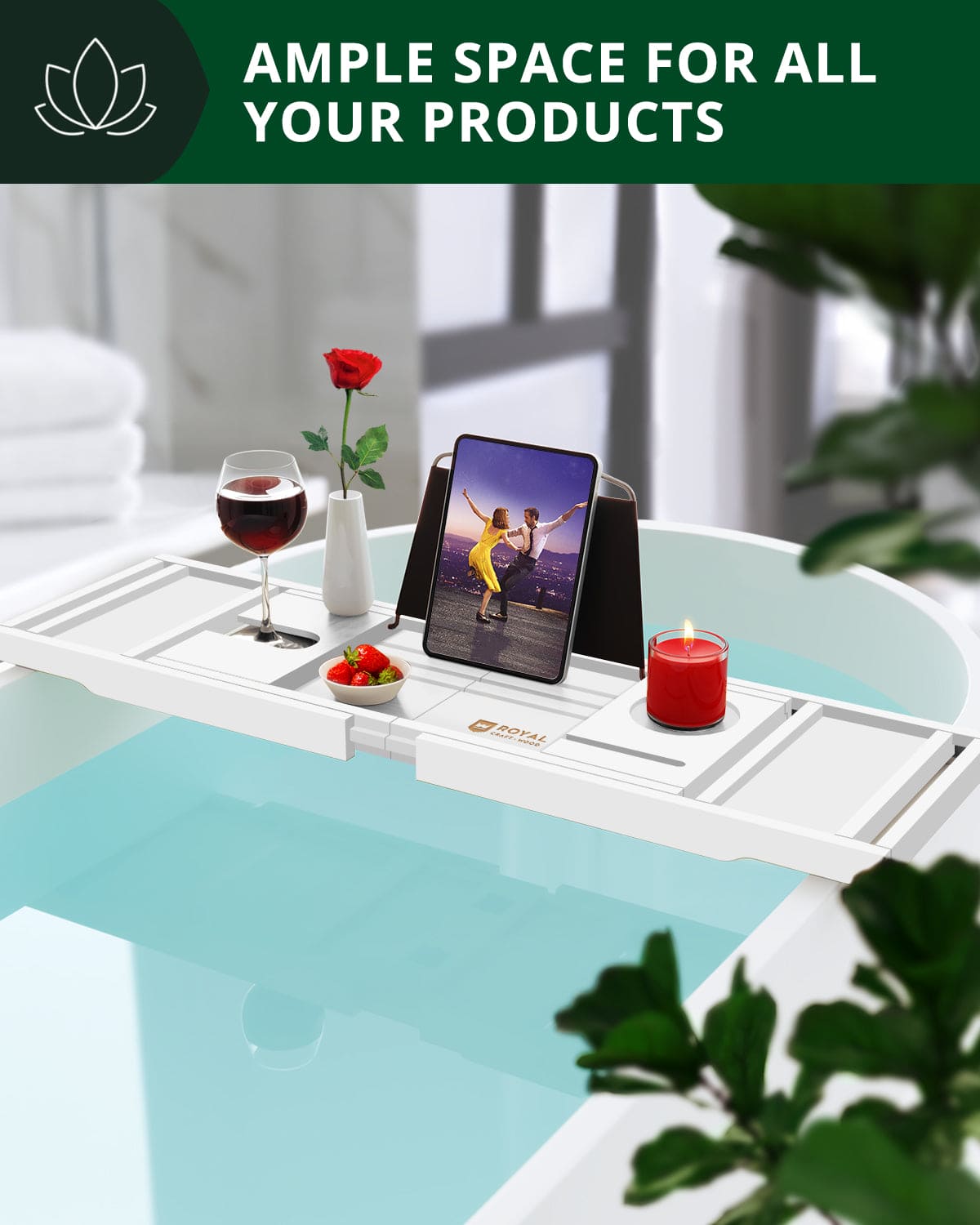 Bathtub Caddy Tray, White