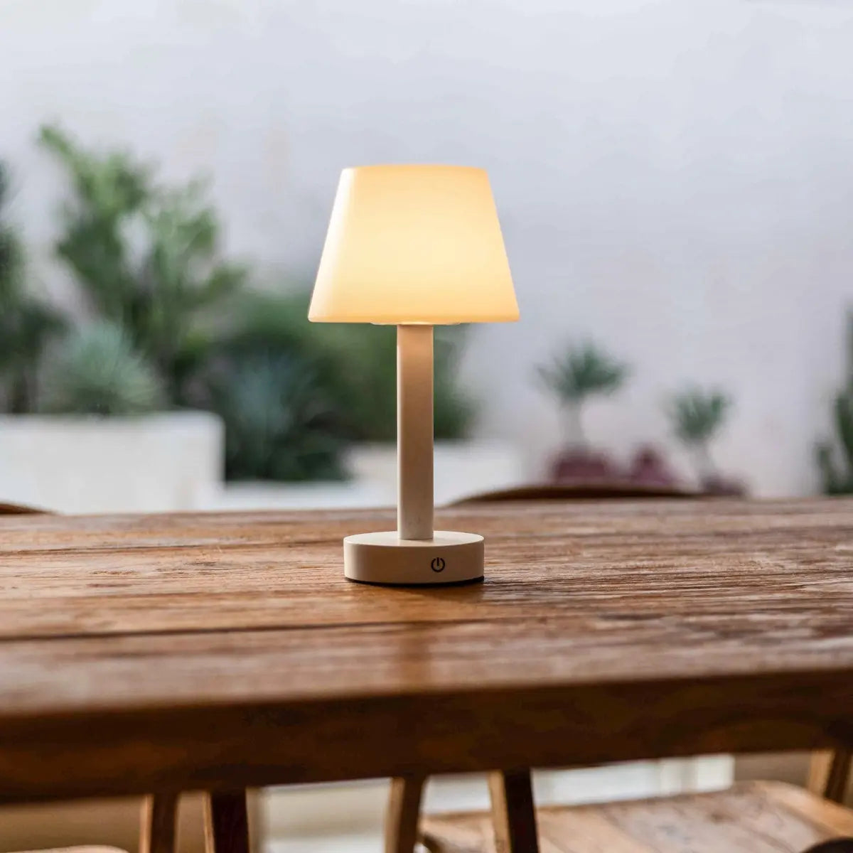 Zoë White Wooden Rechargeable Table Lamp | Cordless, Dimmable, USB-C, 80-Hour Battery-3