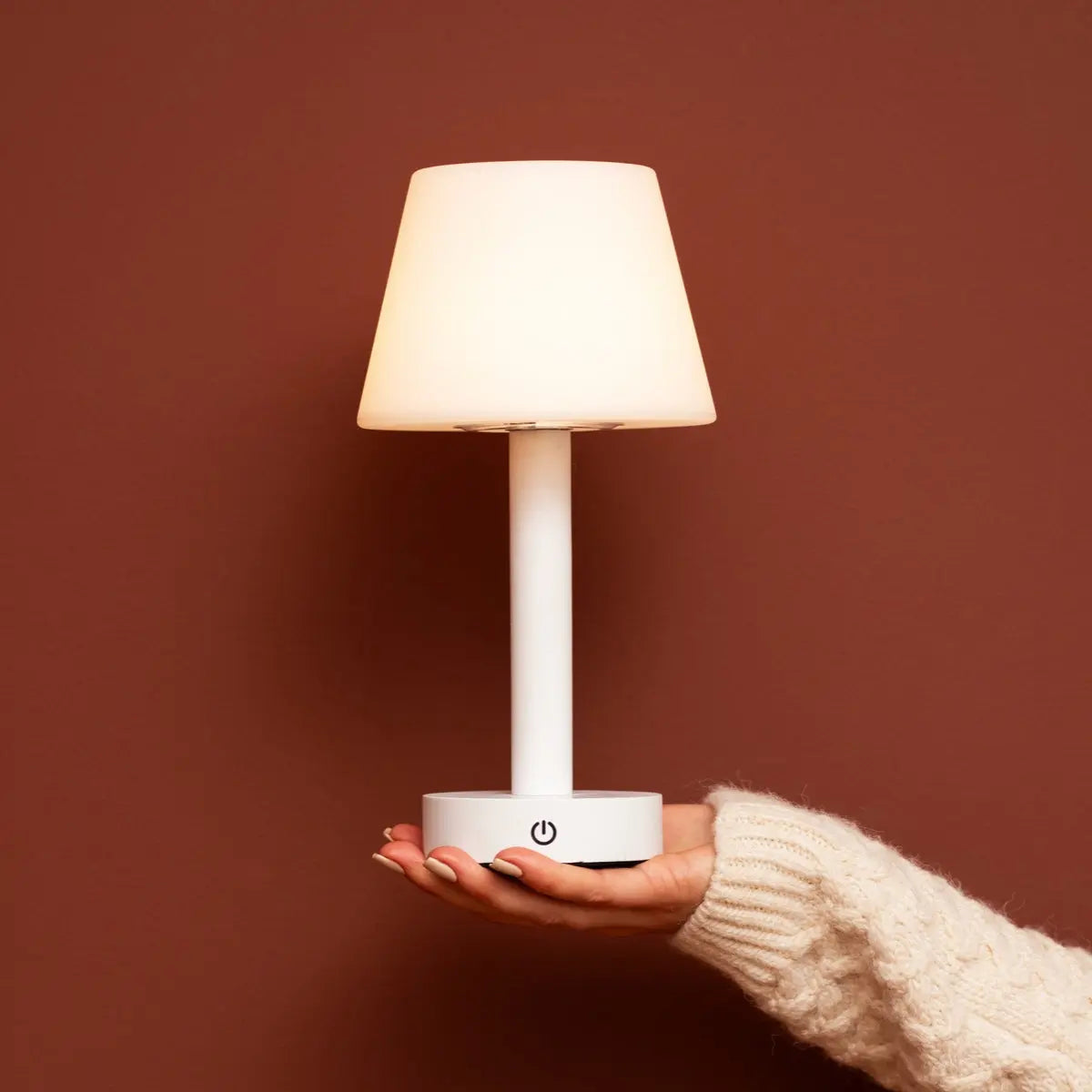 Zoë White Wooden Rechargeable Table Lamp | Cordless, Dimmable, USB-C, 80-Hour Battery-4