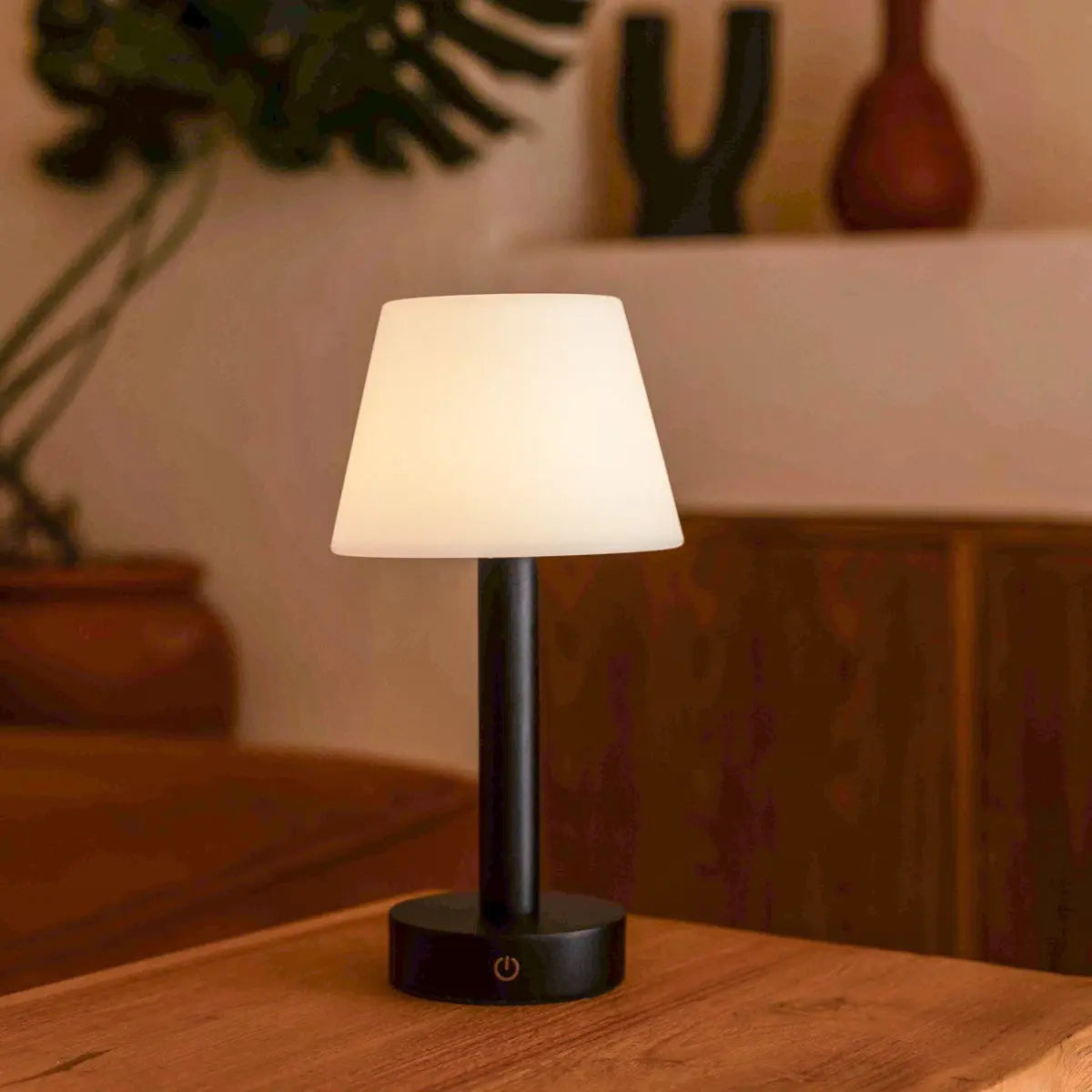 Zoë Black Wooden Rechargeable Table Lamp | Dimmable & Portable | 80-Hour Battery Life-0