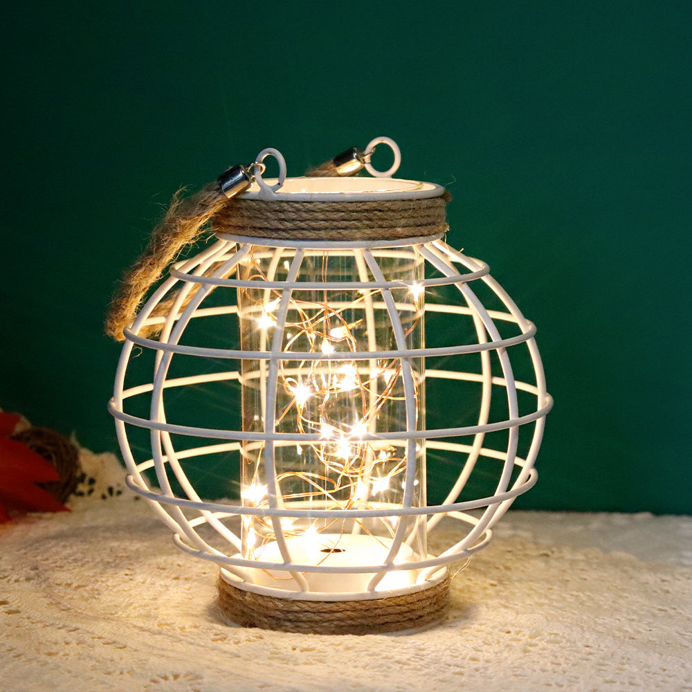 7.3" H Metal Cage LED Lantern Battery Powered Lamp-0