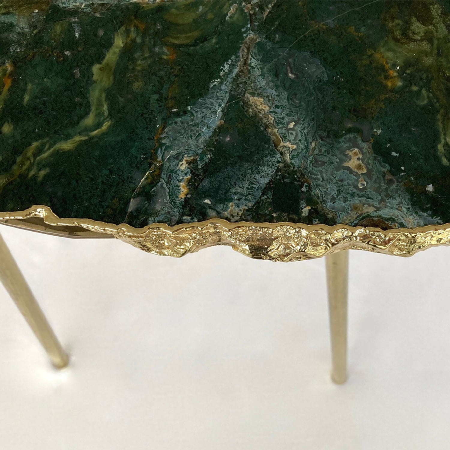 Green Agate/Crystal/Gemstone/Quartz Organic Edge Side/Drink/Coffee Table-4