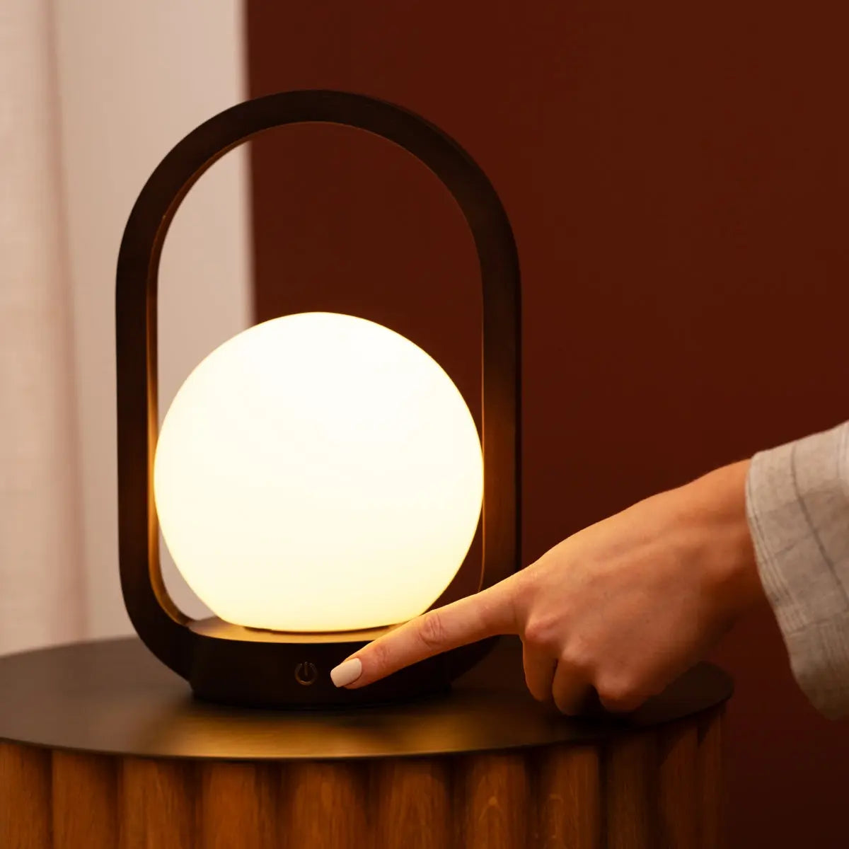 Skye Dark Brown Wooden Cordless Lamp | Rechargeable & Dimmable Design-2