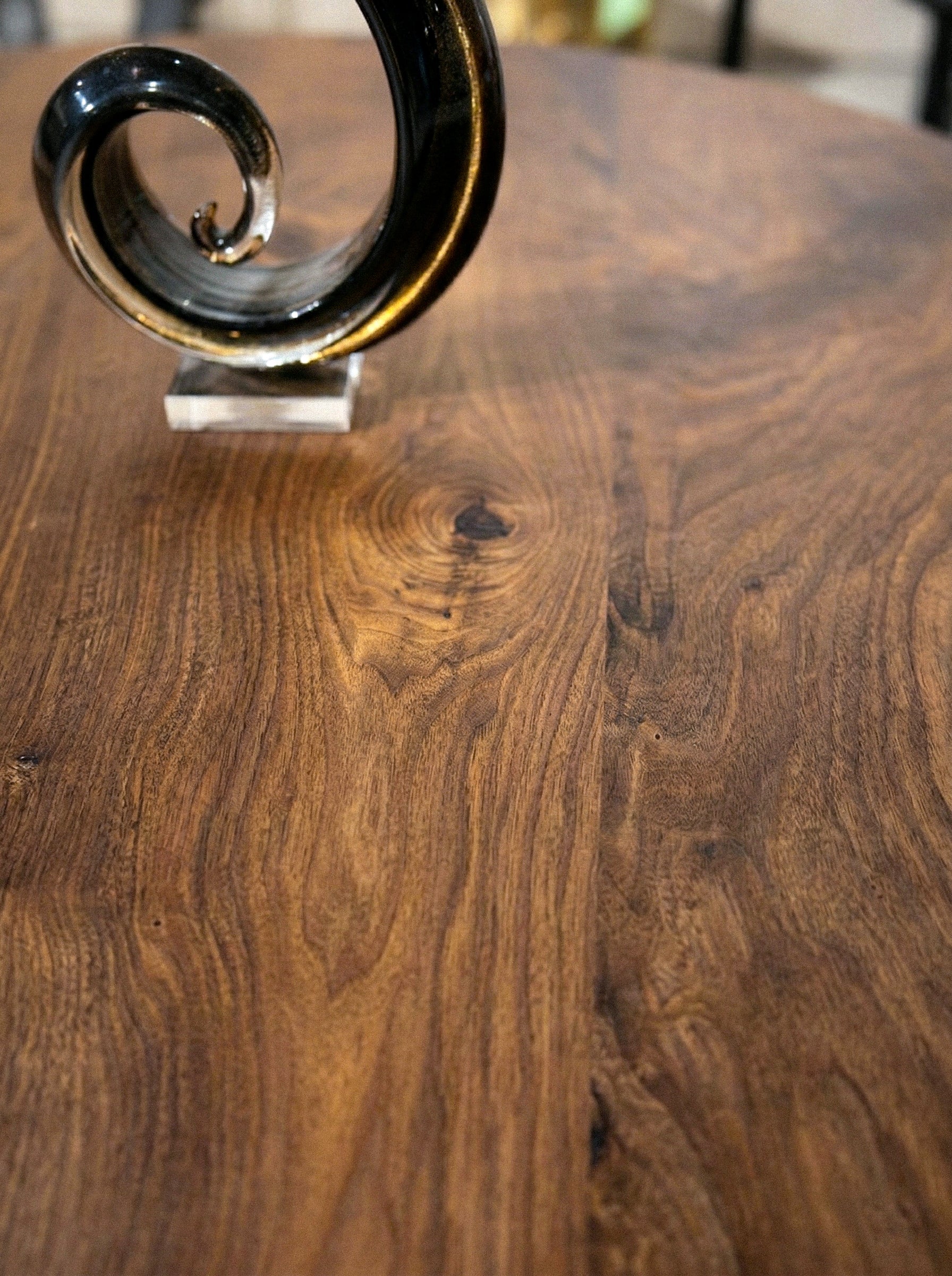 Modern Round Walnut Pedestal Dining Table