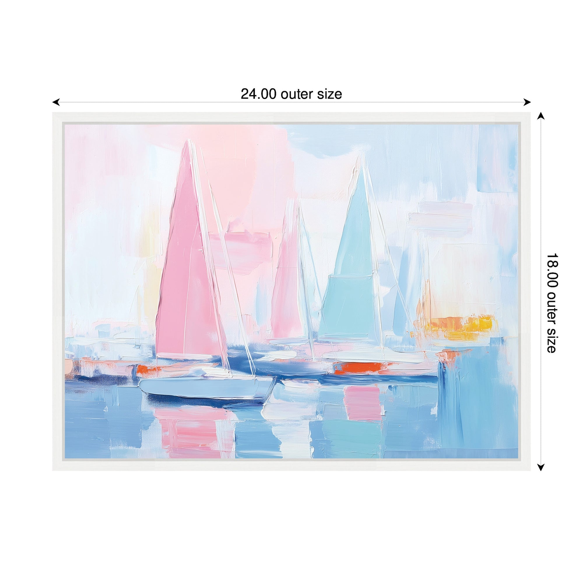 Sylvie Abstract Sailboat Harbor Landscape Pastel and Pops of Color Framed Canvas by The Creative Bunch Studio