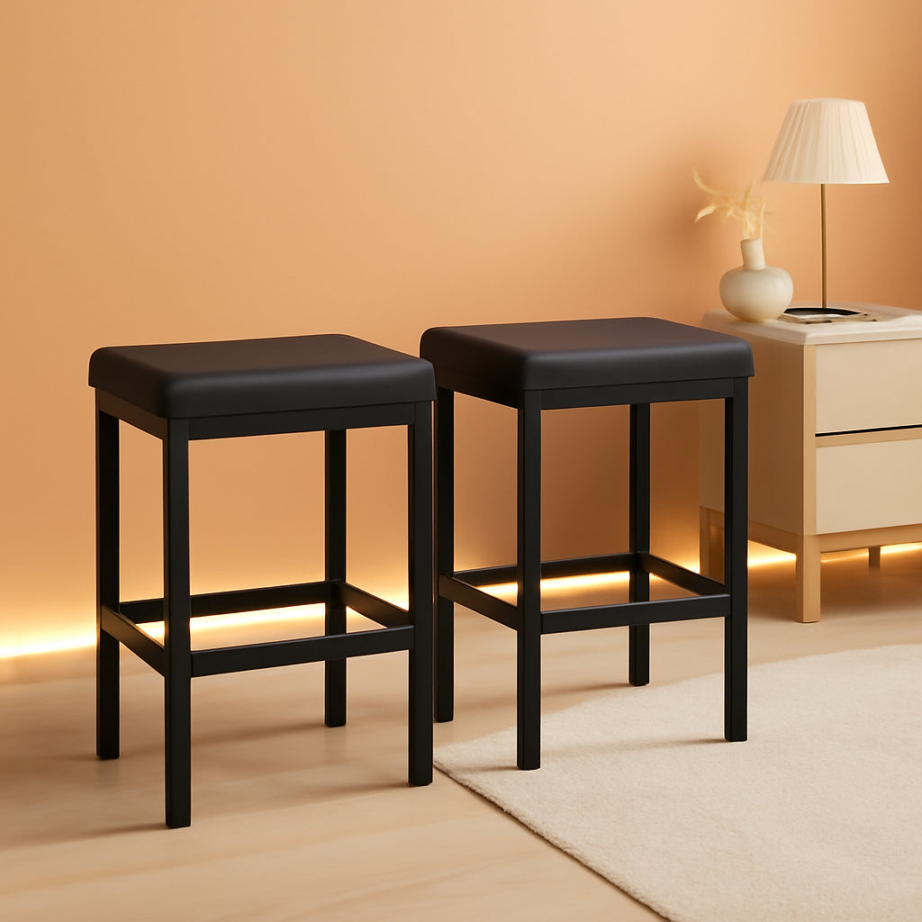 Black 24.8-Inch Bar Stools Set Of 2-Inch Thick Upholstery